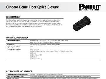 a spec sheet document showing a fiber dome closure