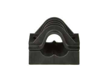 Three cables into a polymer material cleat secured on a ladder rack by screws 